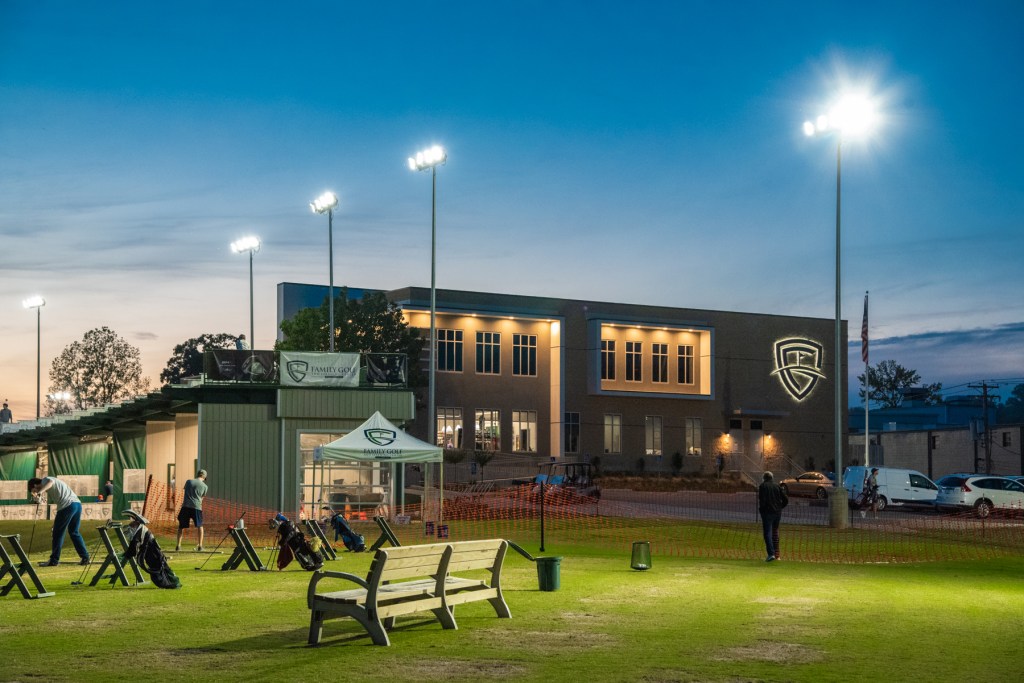 practice facility at night