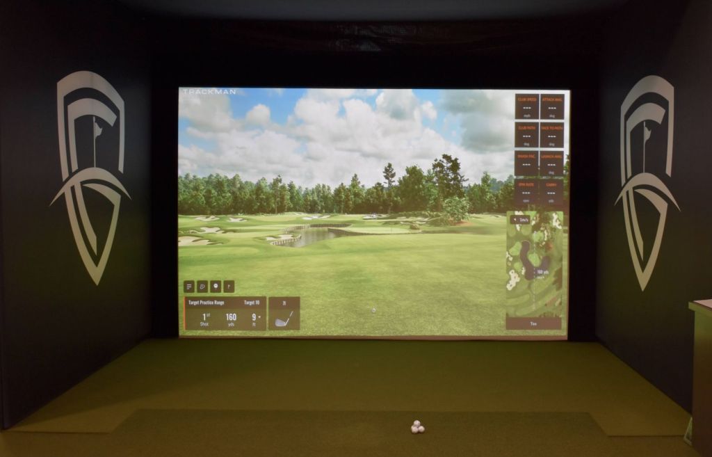 close up of screen in trackman simulator room