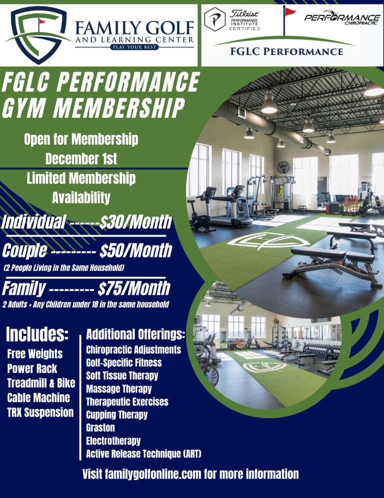 Gym membership flyer at Family Golf