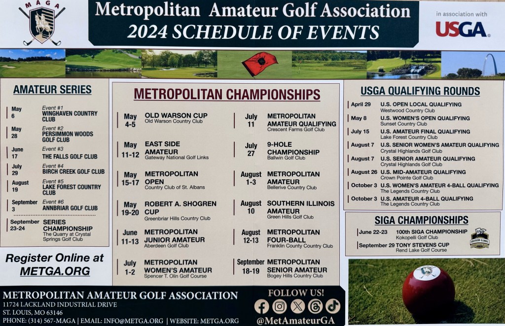 Metropolitan Amateur Golf Association 2024 schedule of events, series, championships, and qualifying rounds